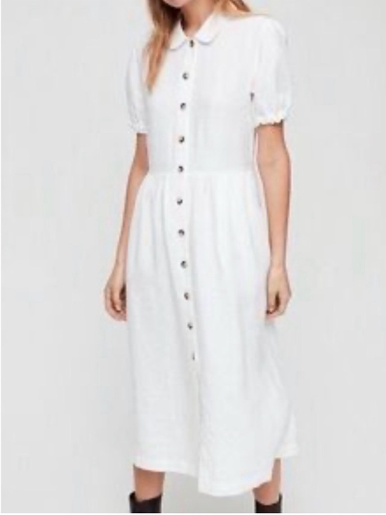 Aritzia Dresses & Skirts - White Button-Front Midi Dress